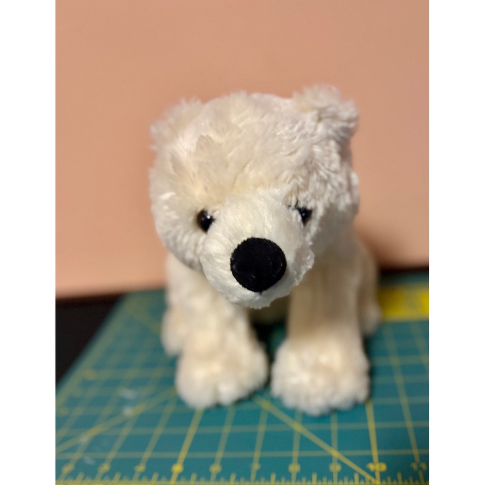 Aurora World Polar Bear Plush Stuffed Animal White Shaggy Sitting 8 Inch